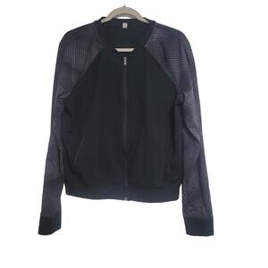 Under Armour Black Gray Stripe Full Zip Up Jacket Pockets